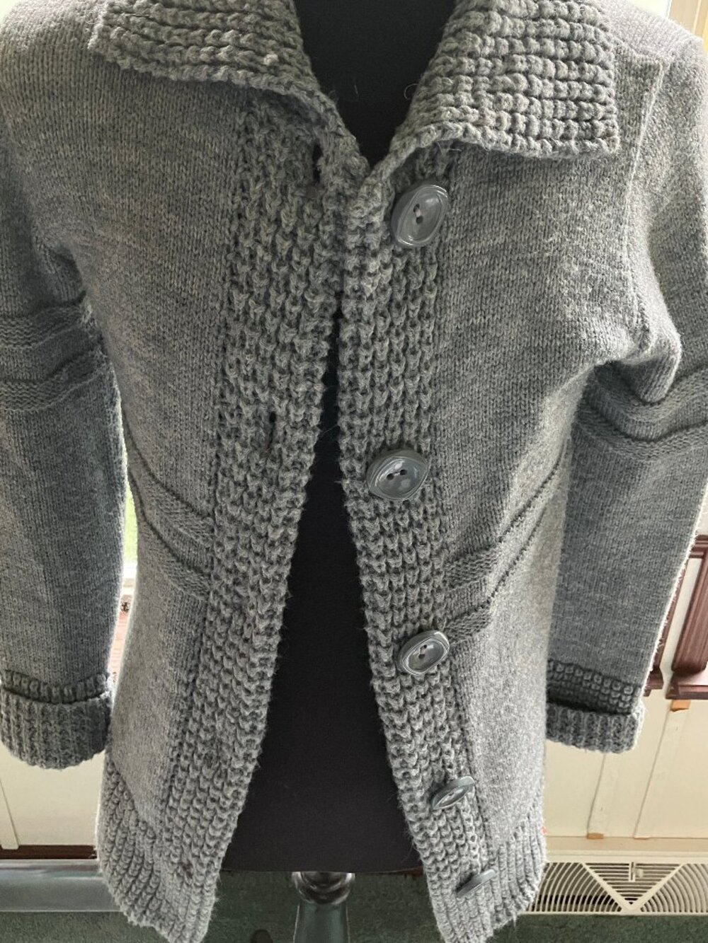 Vintage long gray cardigan sweater cuddle knit brand